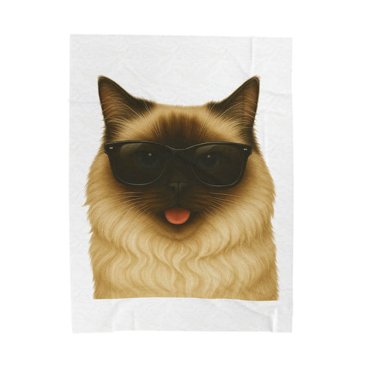 Ragdoll Cat Wearing Sunglasses - Sherpa Blanket