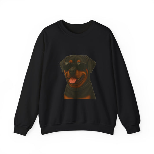 Rottweiler Wearing Sunglasses - Adult Crewneck Sweatshirt