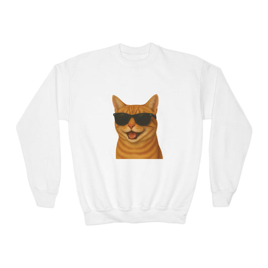 Domestic Shorthaired Orange Tabby Cat Wearing Sunglasses - Youth Sweatshirt