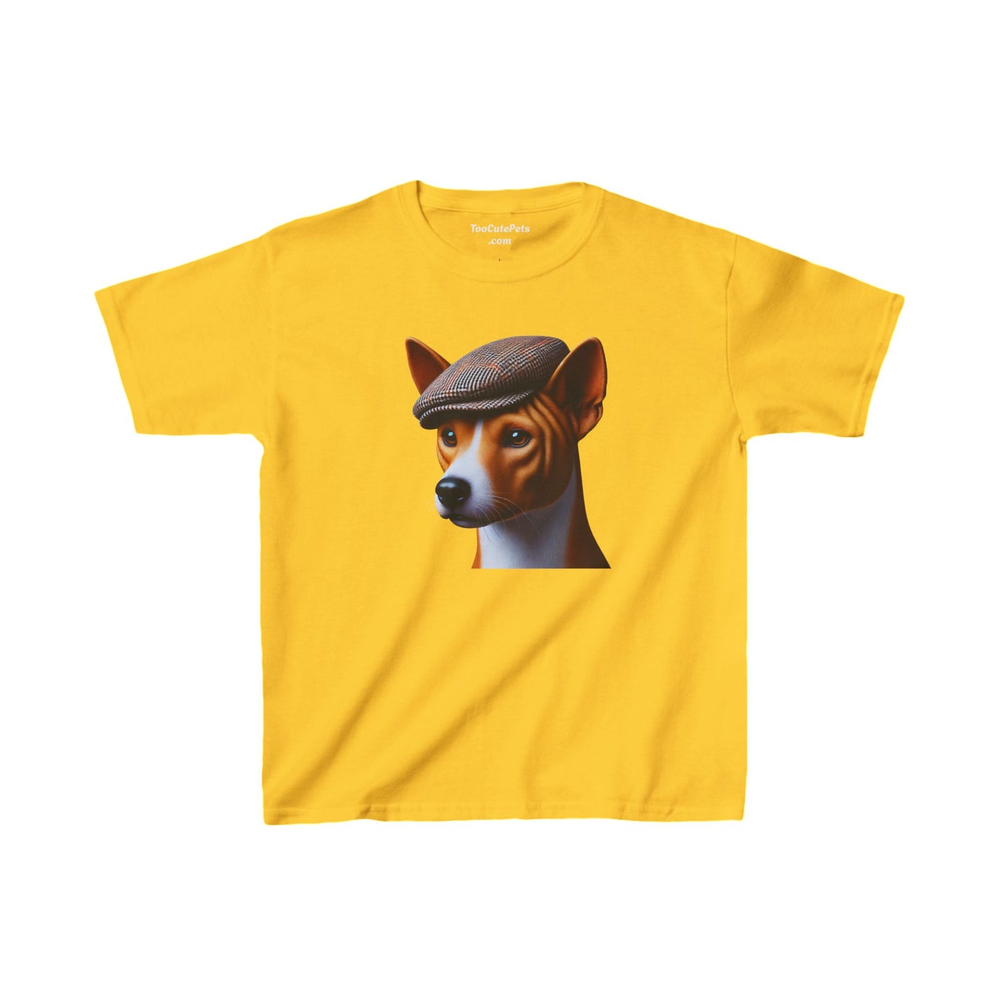 Basenji With Tweed Flat Cap Youth T-Shirt - Too Cute Pets