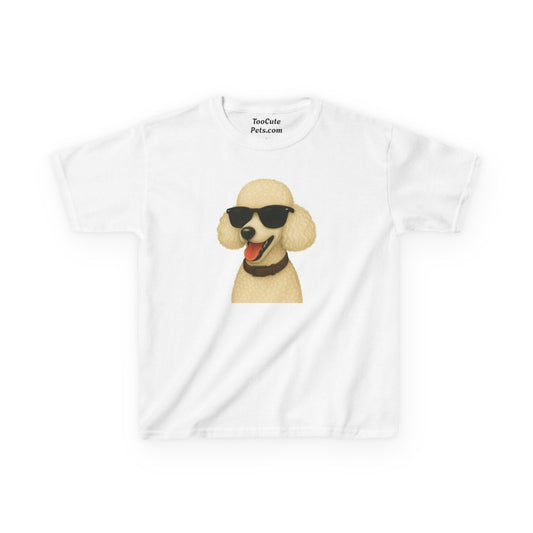 White Poodle Wearing Sunglasses - Kids Tee