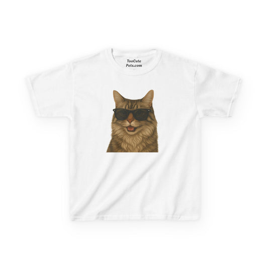 Siberian Cat Wearing Sunglasses Kids Tee
