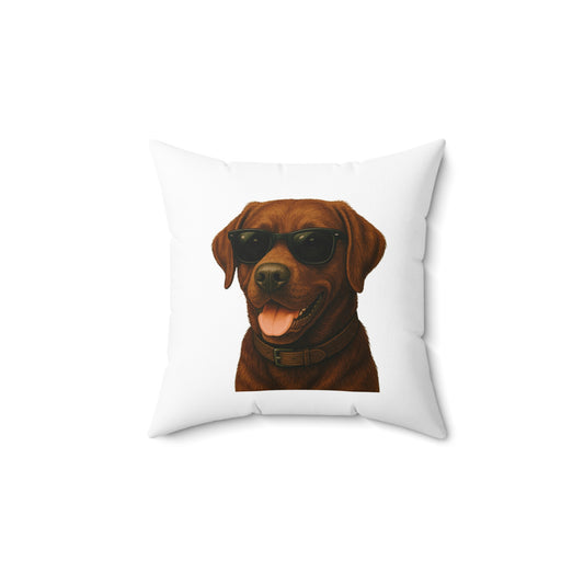 Brown Labrador Retriever Wearing Sunglasses - Throw Pillow