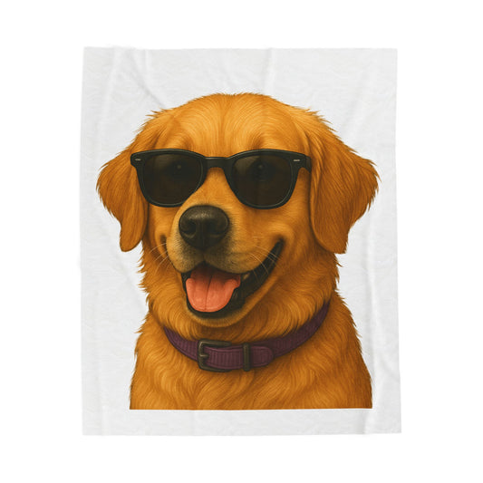 Golden Retriever Wearing Sunglasses - Sherpa Blanket