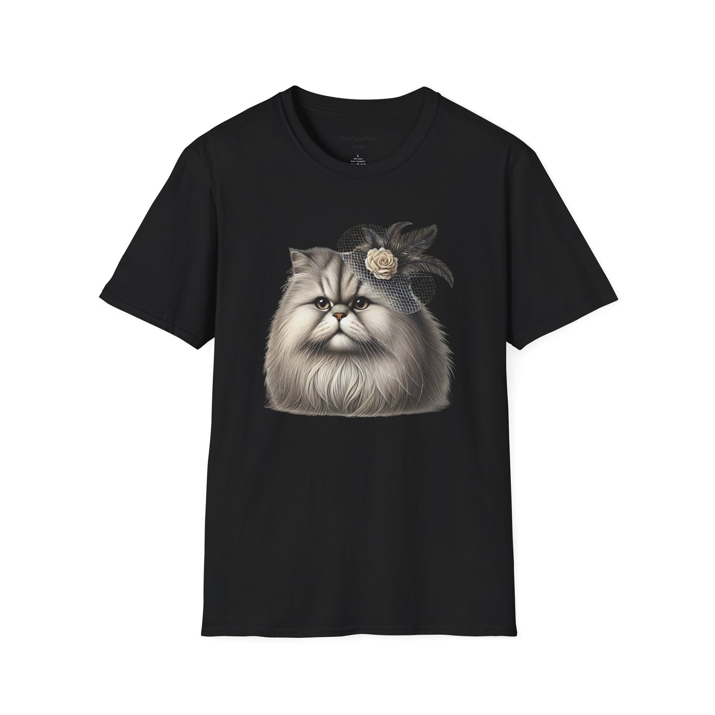 Persian Cat Wearing A Flower Fascinator - Adult T-Shirt -Too Cute Pets