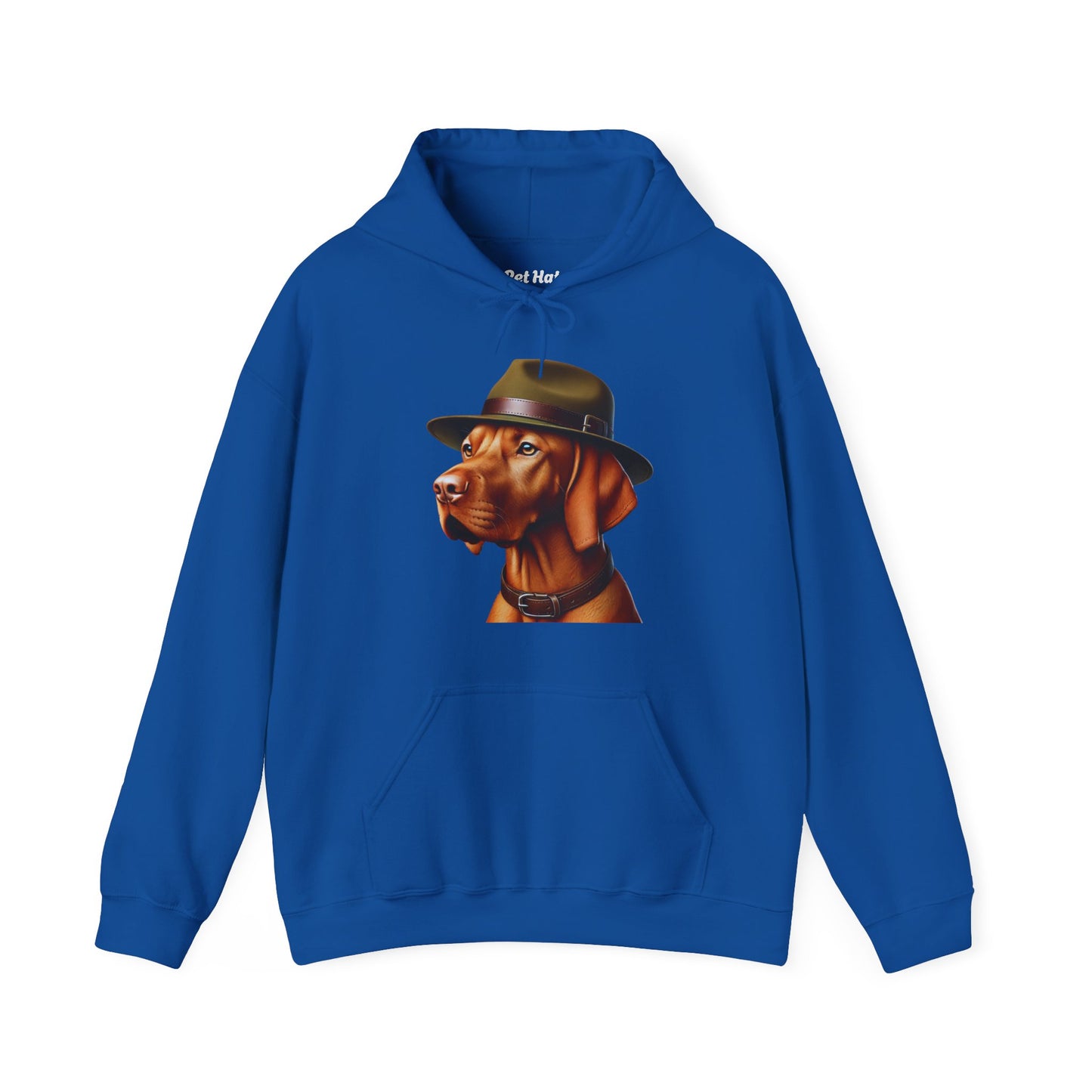 Dashing Vizsla Wearing Campaign Hat - Adult Hoodie - Too Cute Pets