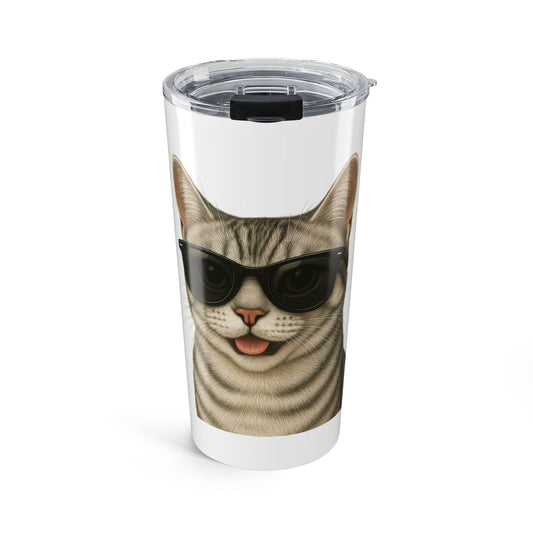 American Shorthair Silver Tabby Wearing Sunglasses - 20oz Tumbler