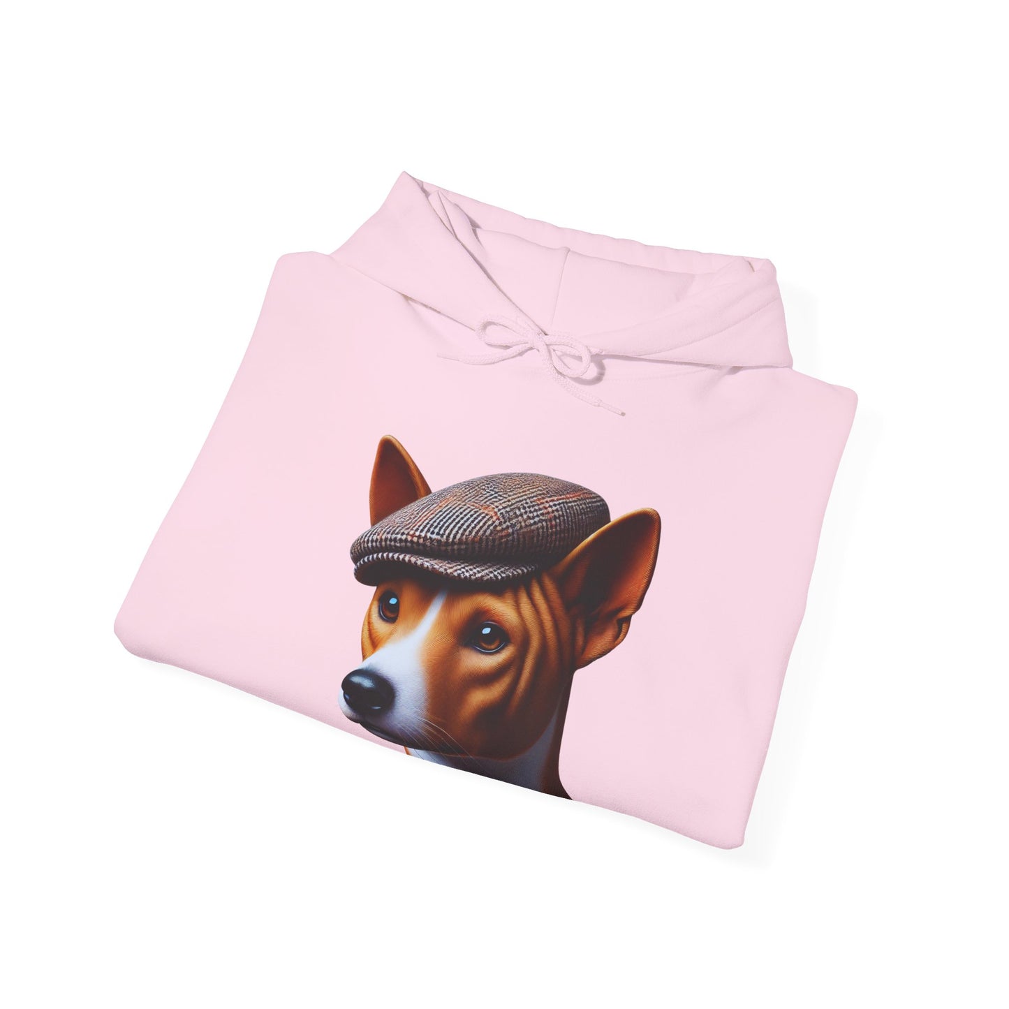 Basenji Wearing Tweed Flat Cap - Adult Hoodie - Too Cute Pets