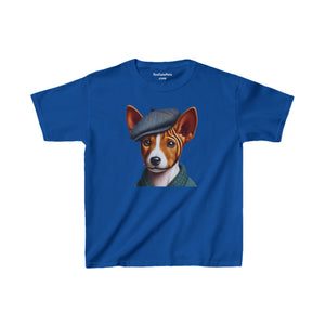 Basenji Pup With Tweed Flat Cap Youth T-Shirt - Too Cute Pets