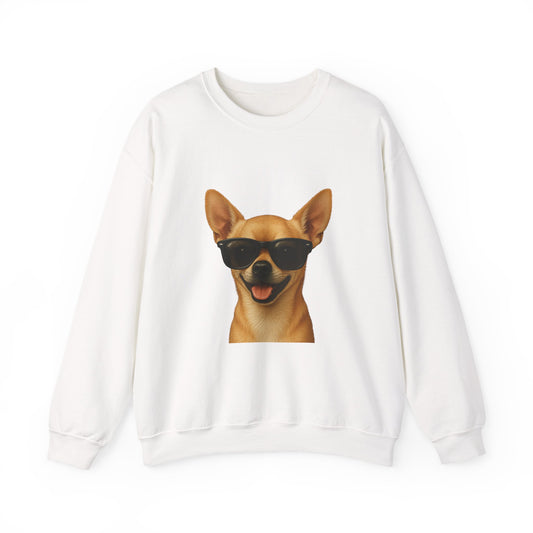 Chihuahua Wearing Sunglasses - Adult Crewneck Sweatshirt