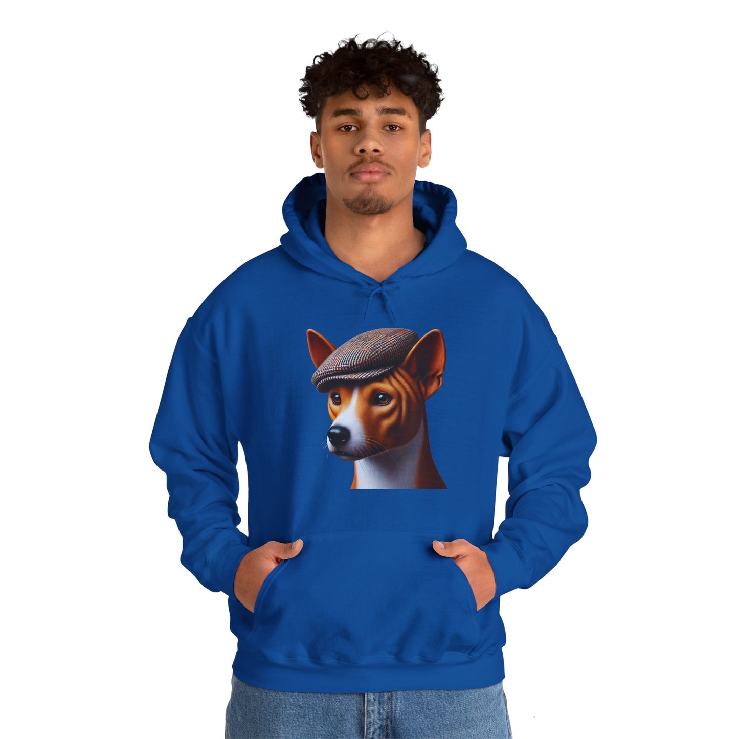 Basenji Wearing Tweed Flat Cap - Adult Hoodie - Too Cute Pets