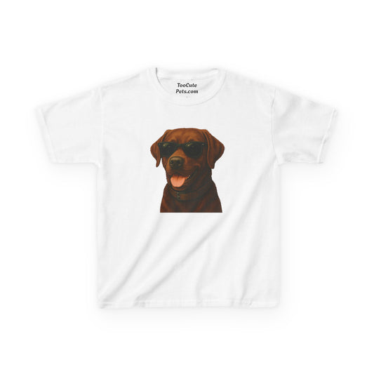Kids Tee with Brown Labrador Retriever Wearing Sunglasses