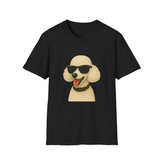 White Poodle Wearing Sunglasses - Adult T-Shirt