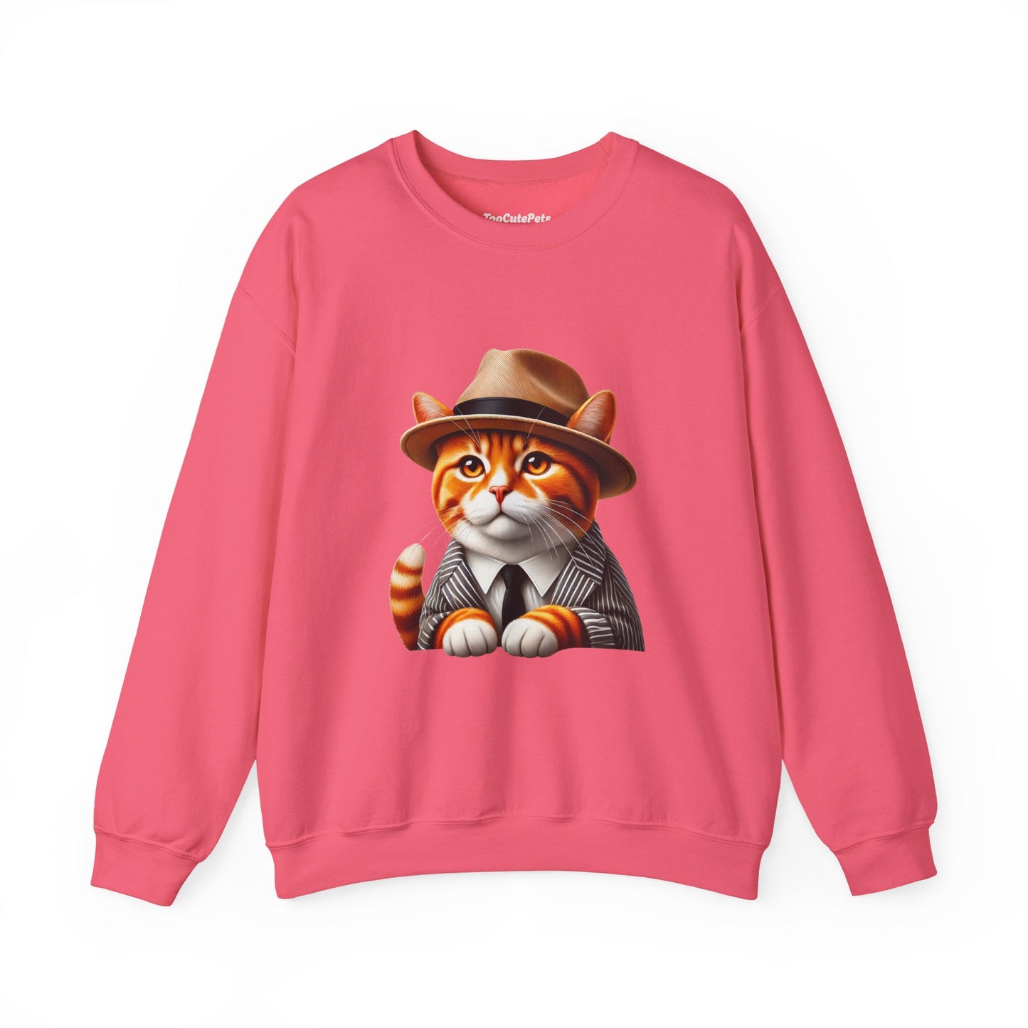 Tabby Cat in Fedora & Suit – Adult Unisex Crewneck Sweatshirt