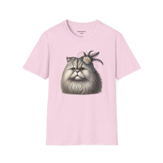 Persian Cat Wearing A Flower Fascinator - Adult T-Shirt