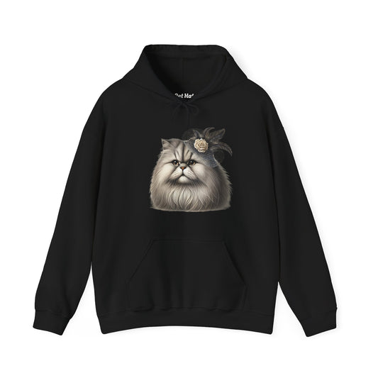 Persian Cat Wearing A Flower Fascinator - Adult Hoodie