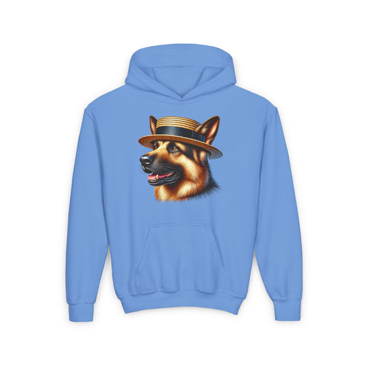 German Shepherd Boater Hat - Youth Hooded Sweatshirt