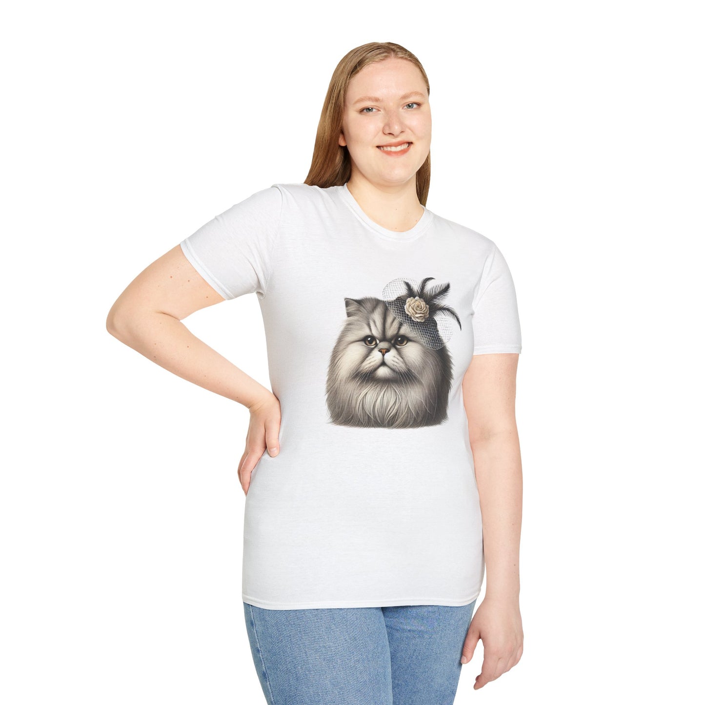 Persian Cat Wearing A Flower Fascinator - Adult T-Shirt -Too Cute Pets