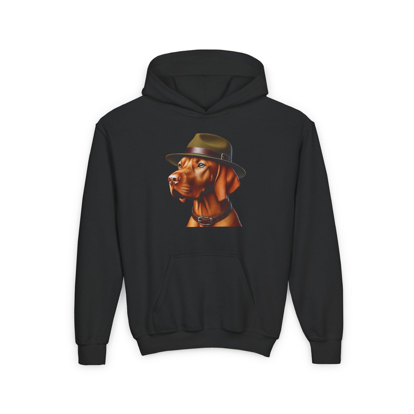 Vizsla Wearing Campaign Hat Hoodie - Youth Sweatshirt - Too Cute Pets