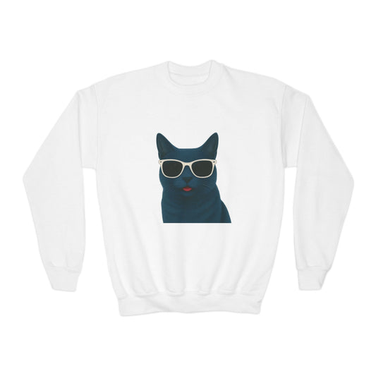 Russian Blue Cat Wearing Sunglasses - Youth Sweatshirt