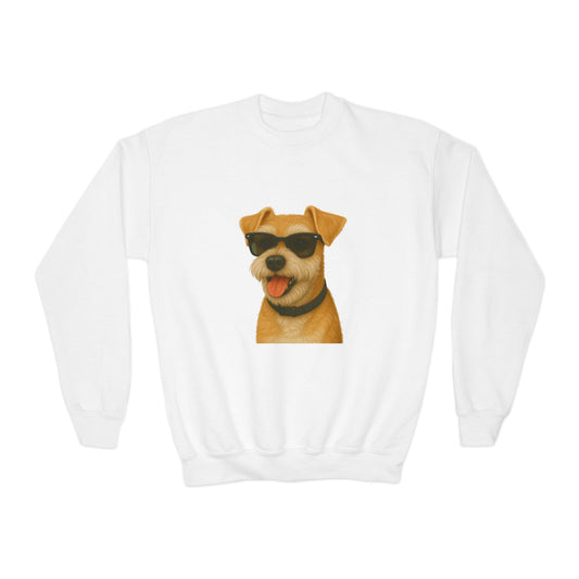 Miniature Schnauzer Wearing Sunglasses - Youth Crewneck Sweatshirt