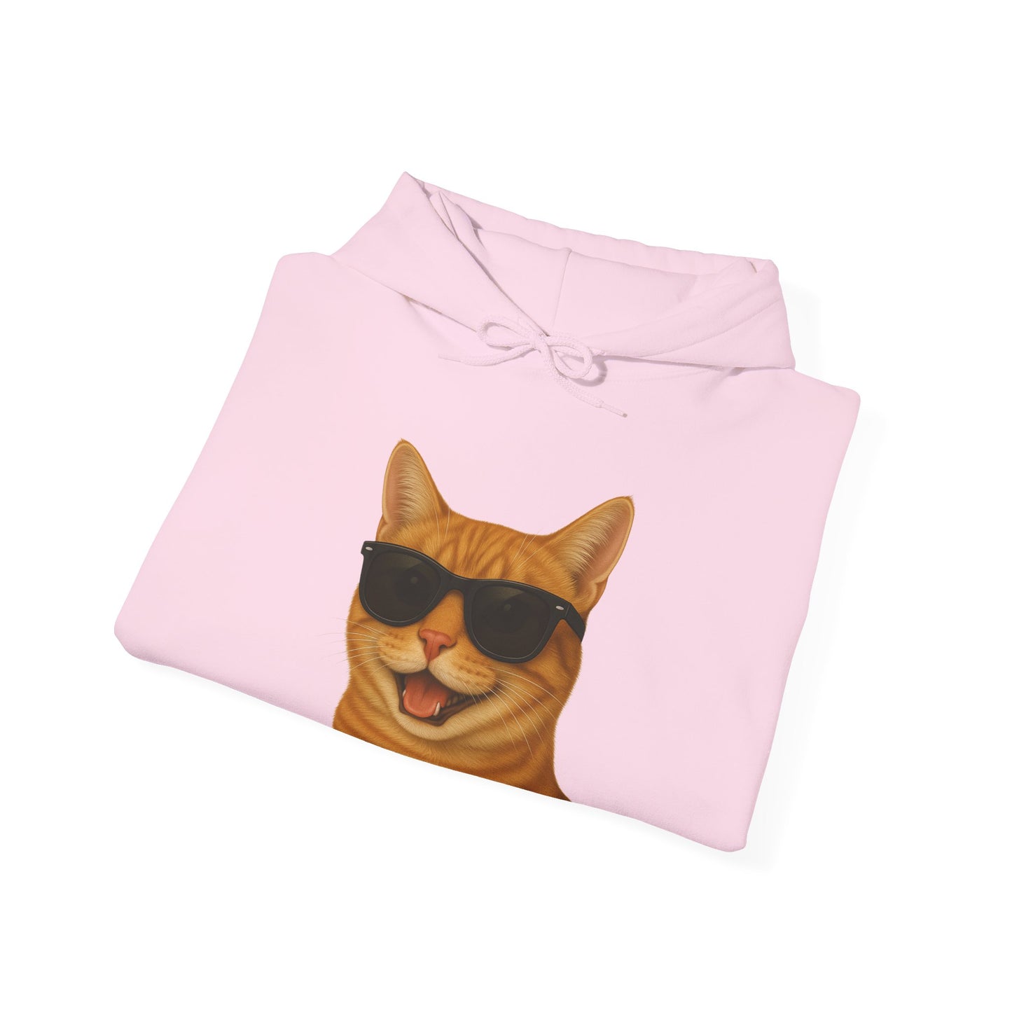 Orange Tabby Cat Wearing Sunglasses - Adult Hoodie