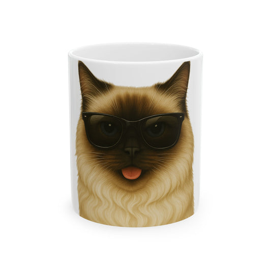 Ragdoll Cat Wearing Sunglasses Ceramic Mug