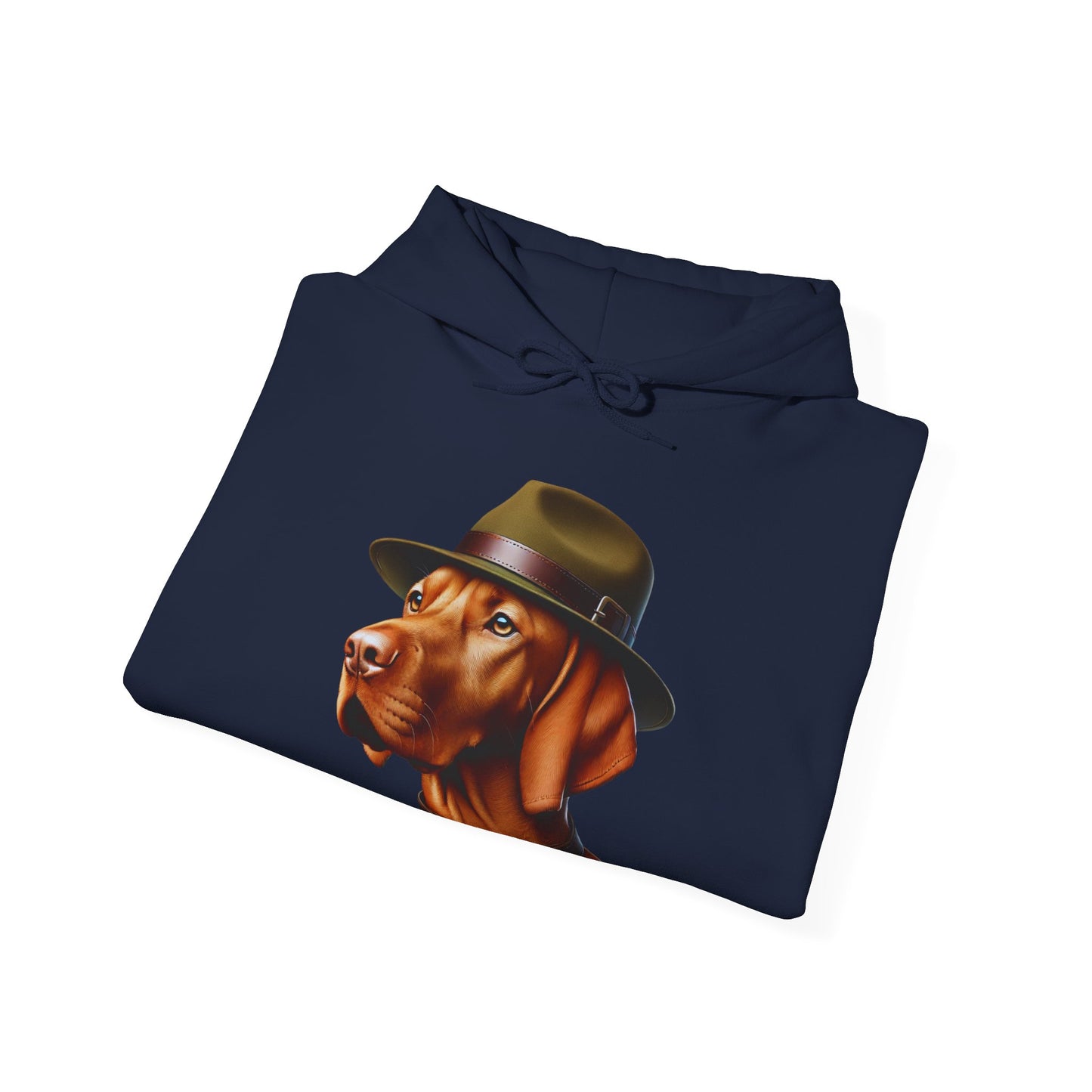 Dashing Vizsla Wearing Campaign Hat - Adult Hoodie - Too Cute Pets