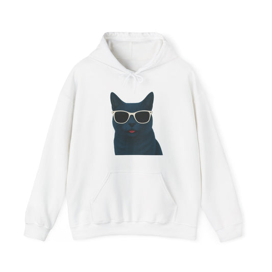 Russian Blue Cat Wearing Sunglasses - Adult Hoodie