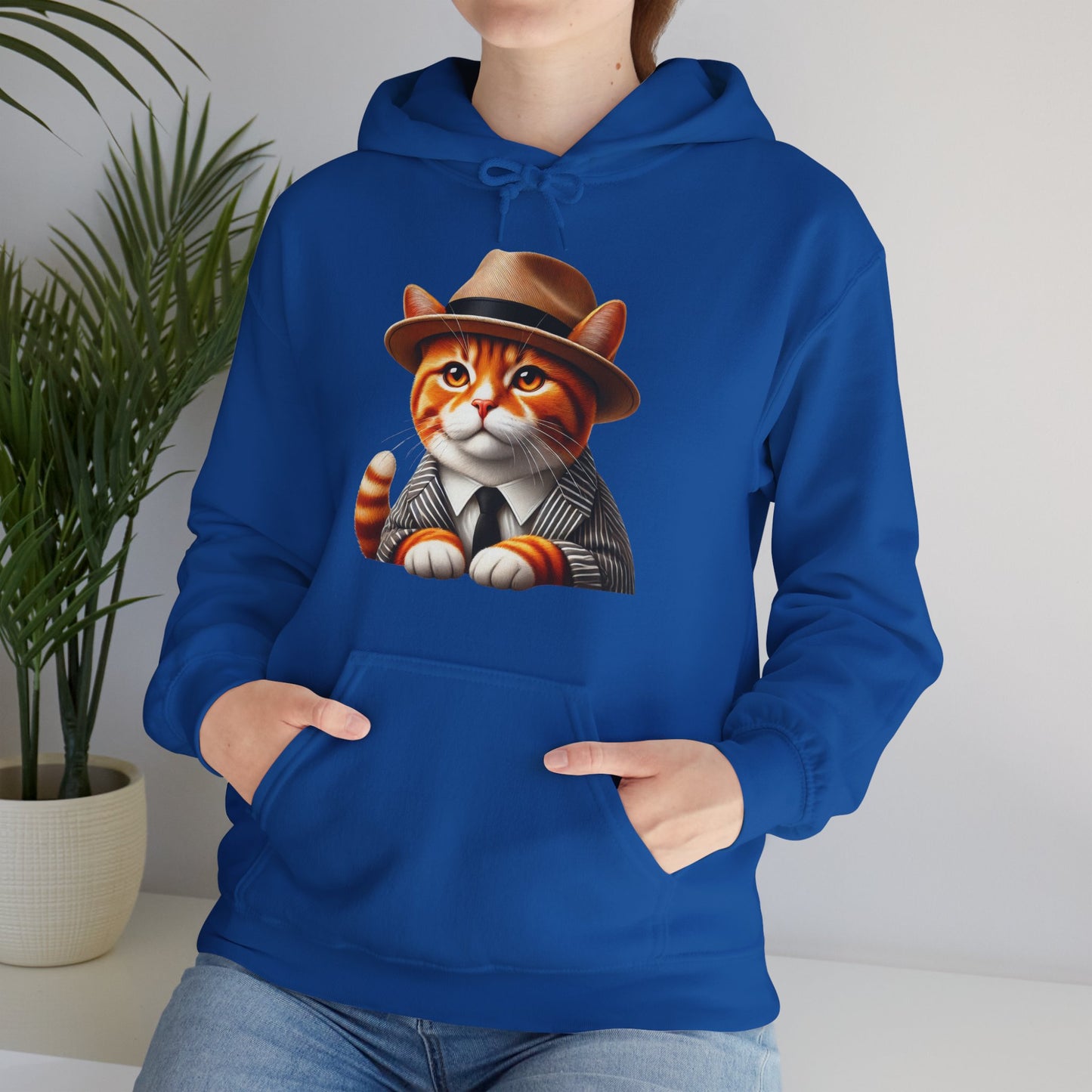 Tabby Cat in Fedora & Suit – Adult Unisex Hoodie