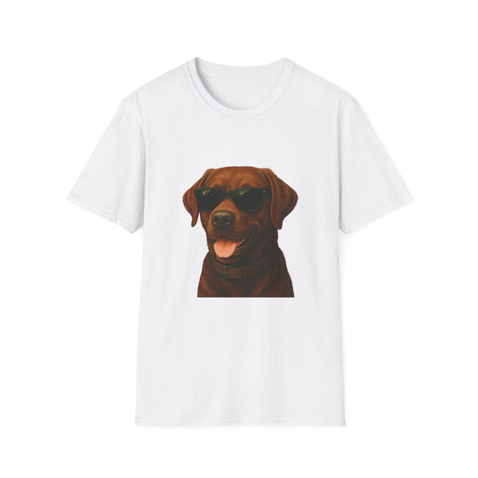 Brown Labrador Retriever Wearing Sunglasses - Adult T-Shirt