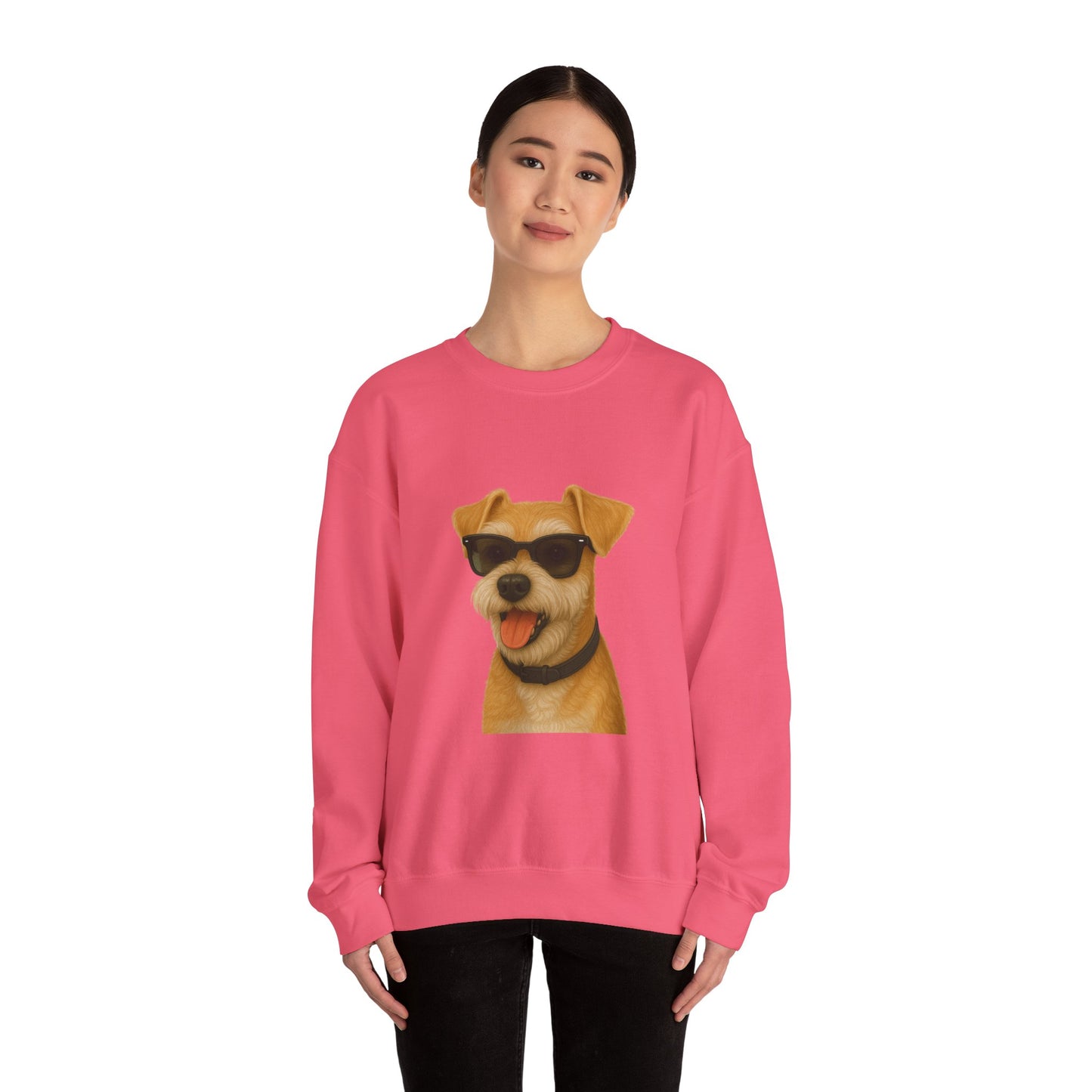 Miniature Schnauzer Wearing Sunglasses - Adult Crewneck Sweatshirt