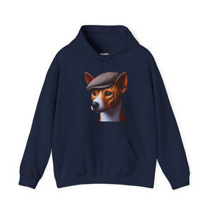 Basenji Wearing Tweed Flat Cap - Adult Hoodie - Too Cute Pets