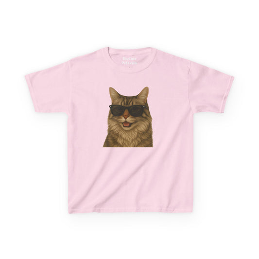 Siberian Cat Wearing Sunglasses Kids Tee