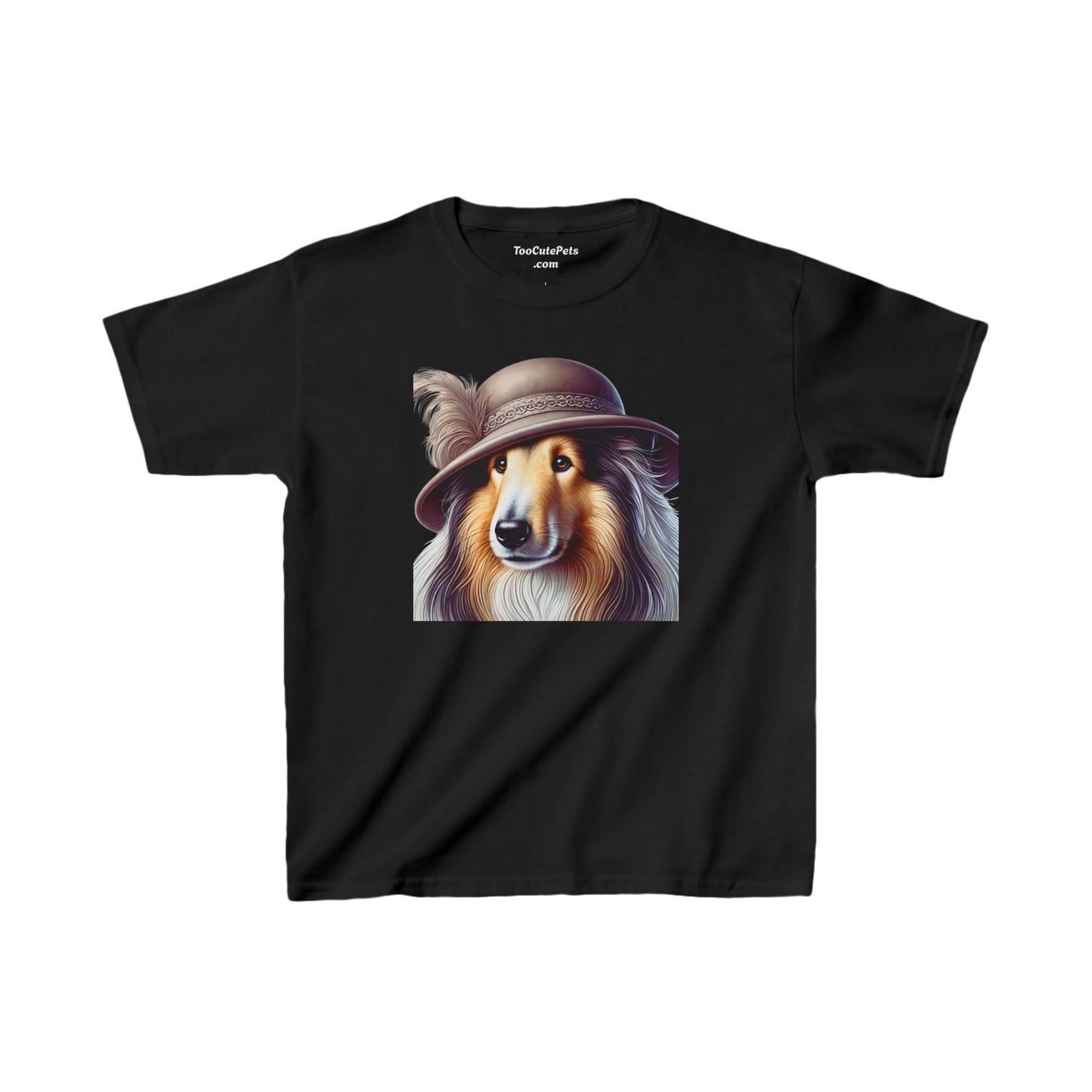 Collie In Cloche Hat - Youth T-Shirt - Too Cute Pets