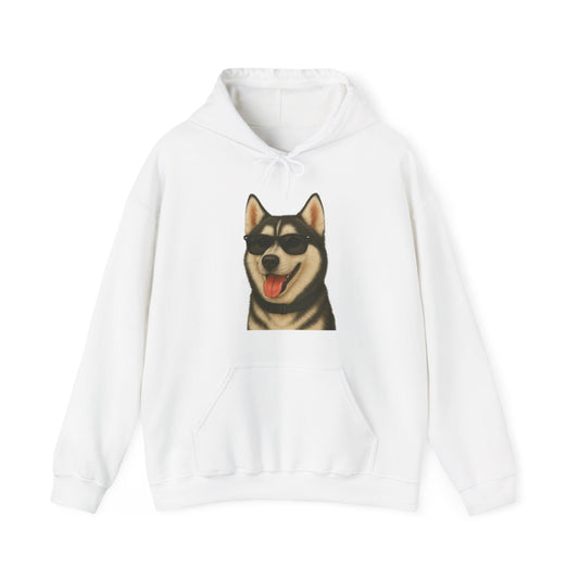Siberian Husky Wearing Sunglasses - Adult Hoodie