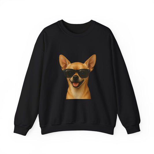 Chihuahua Wearing Sunglasses - Adult Crewneck Sweatshirt
