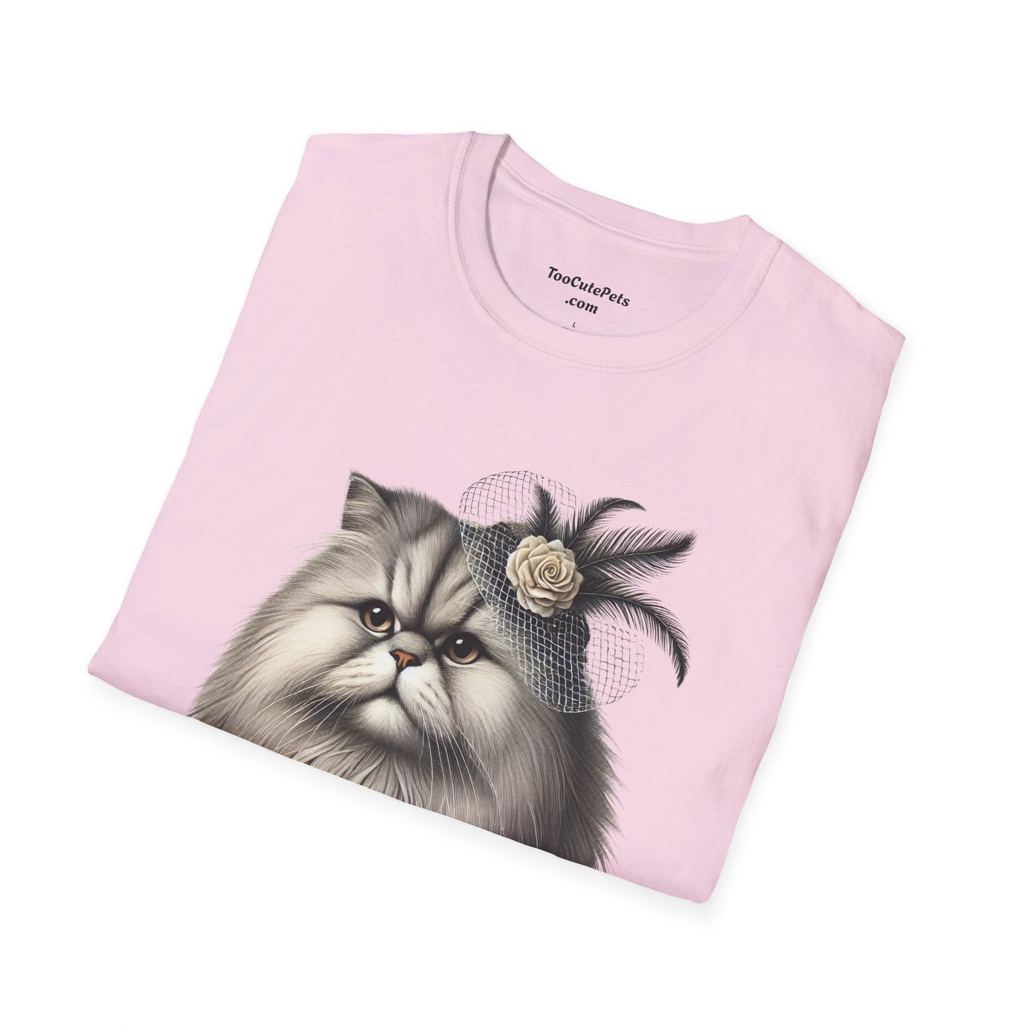 Persian Cat Wearing A Flower Fascinator - Adult T-Shirt -Too Cute Pets
