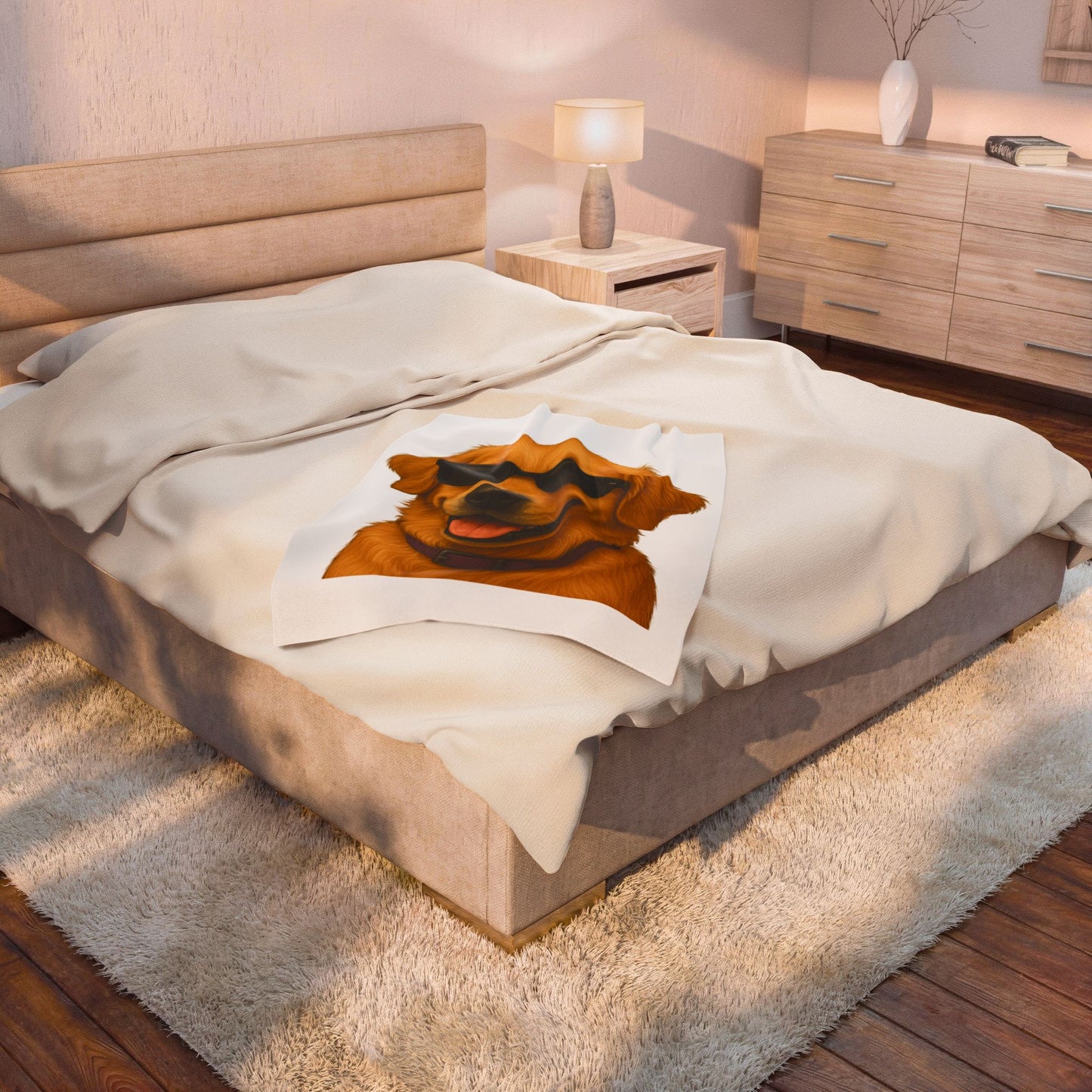 Golden Retriever Wearing Sunglasses - Sherpa Blanket
