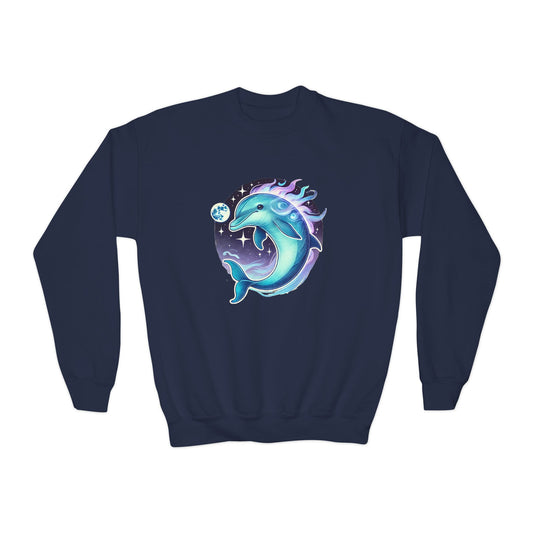 Luna The Dolphin Youth Crewneck Sweatshirt - Comfy and Cute Style for Kids