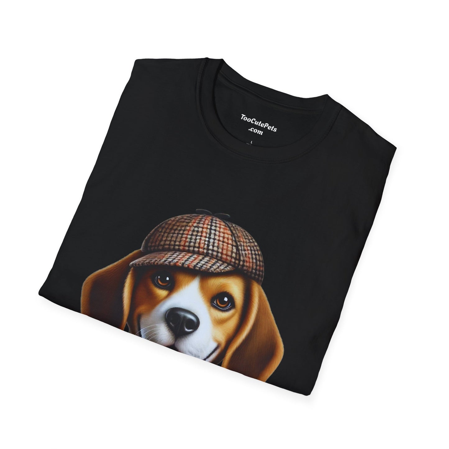 Smiling Beagle Wearing A Deerstalker Hat - Adult T-Shirt - Too Cute Pets