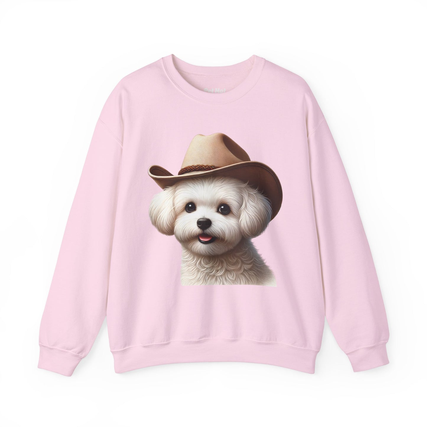 Cute Maltese Wearing A Cowgirl Hat- Adult Crewneck Sweatshirt - Too Cute Pets