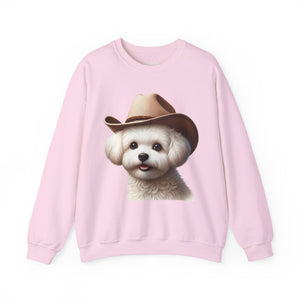 Cute Maltese Wearing A Cowgirl Hat- Adult Crewneck Sweatshirt - Too Cute Pets
