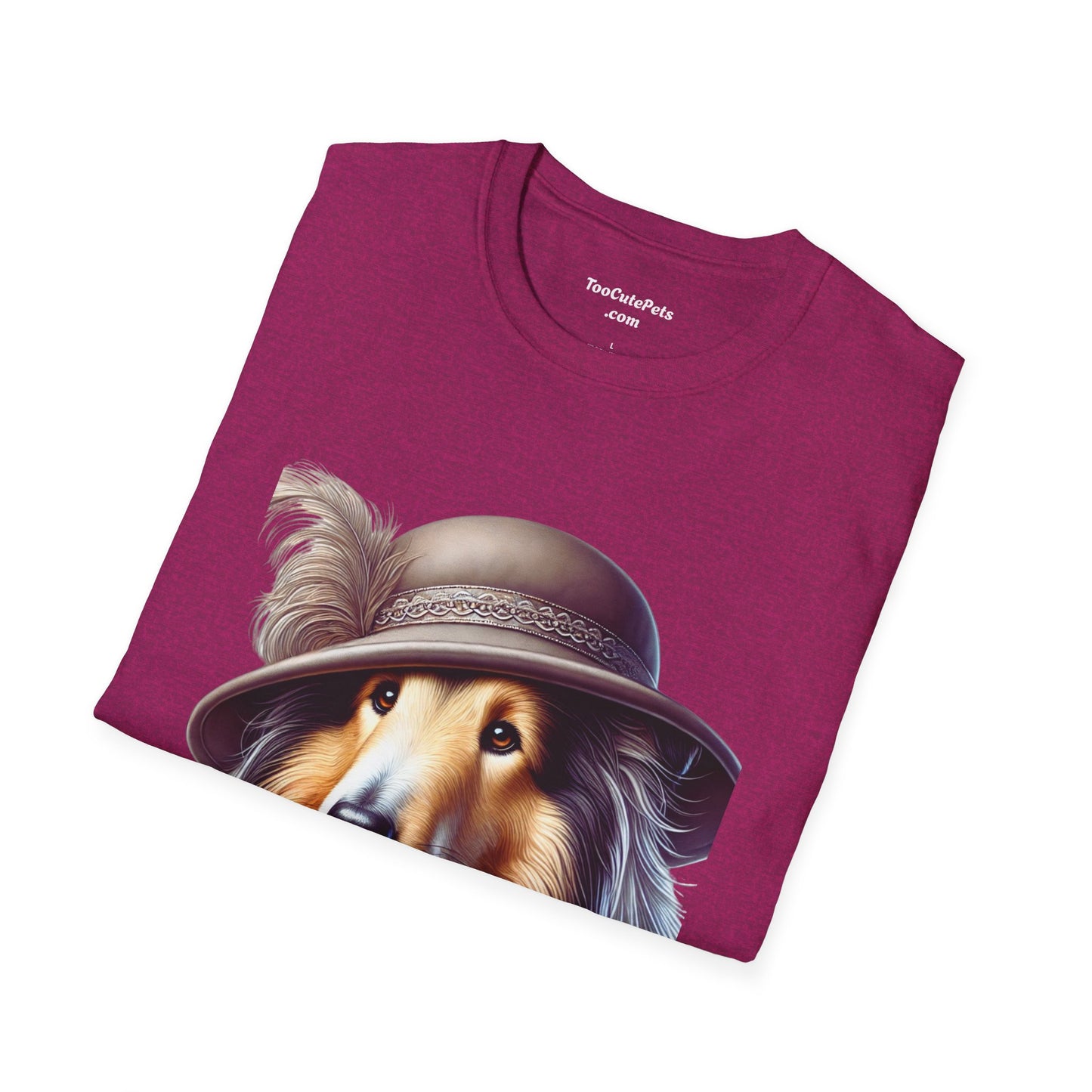 Collie Wearing Cloche Hat - Adult T-Shirt - Too Cute Pets