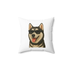 Siberian Husky Wearing Sunglasses - Throw Pillow