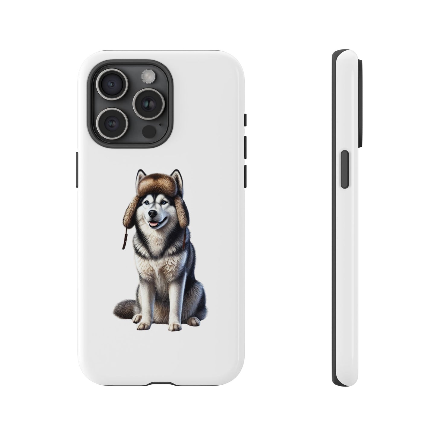 Husky Wearing a Fur Hunter Hat - Tough Phone Case