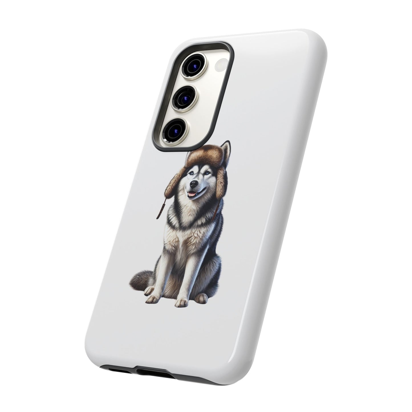 Husky Wearing a Fur Hunter Hat - Tough Phone Case