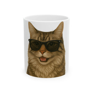 Siberian Cat Wearing Sunglasses Ceramic Mug