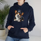 Cute Corgi Wearing A Train Conductors Hat - Adult Hoodie - Too Cute Pets