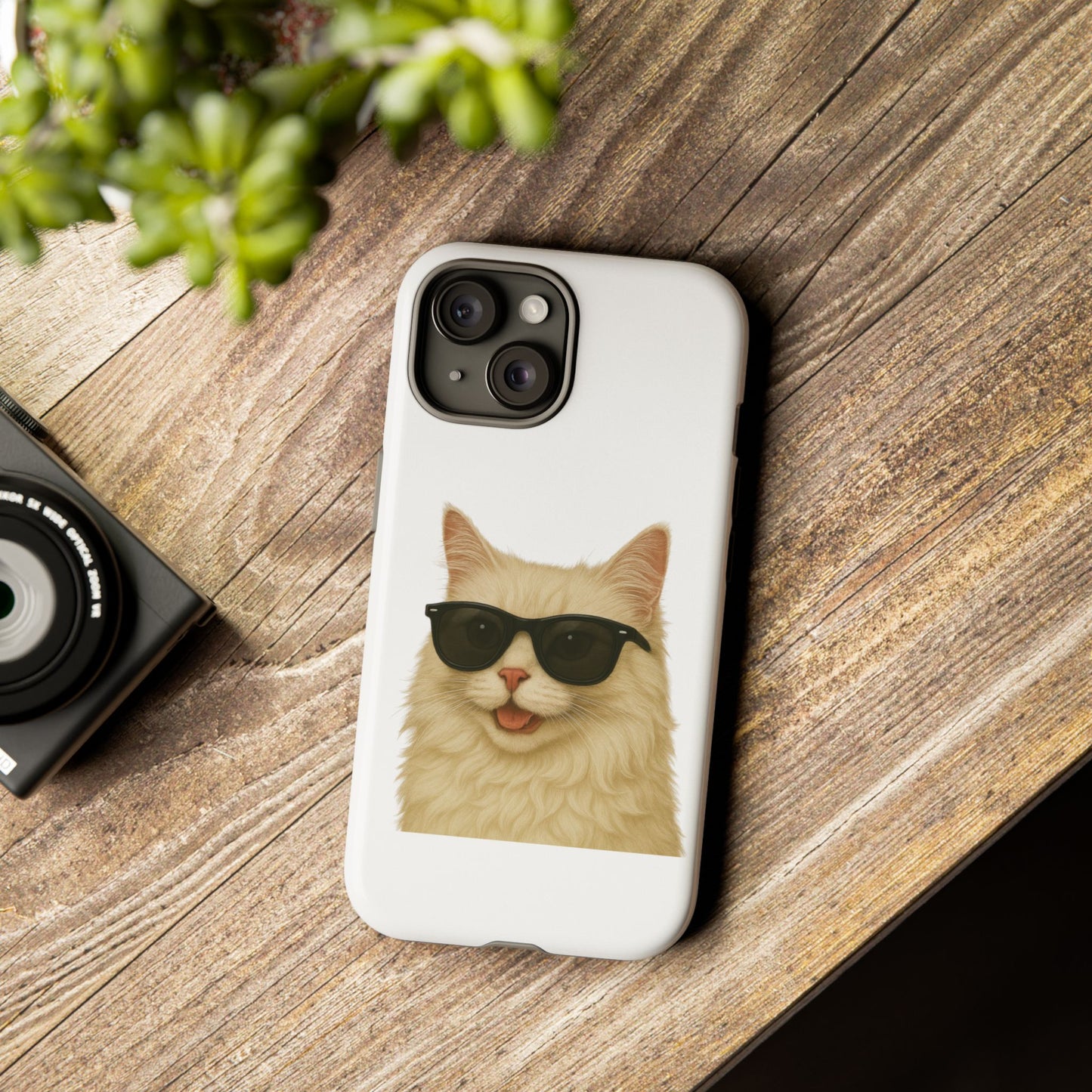 Cream Longhair Cat Wearing Sunglasses - Tough Phone Case